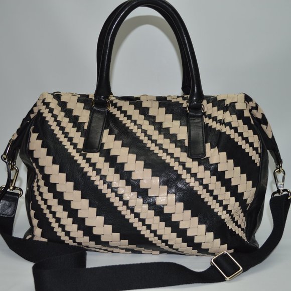 christopher kon woven leather handbags
